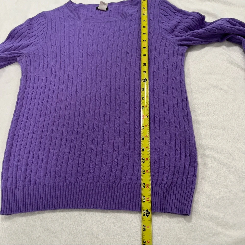 J.‎ Crew Womens Purple Cable-knit Crewneck Sweater Size M